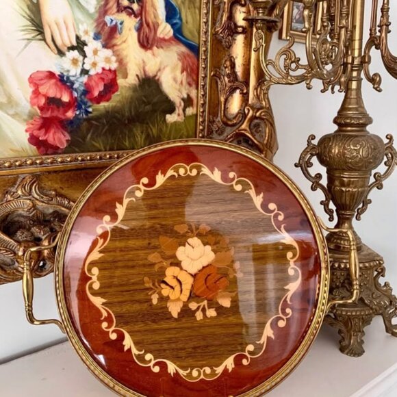 Vintage “Three Flowers” Italian mid century tray 👑 - Picture 2 of 6